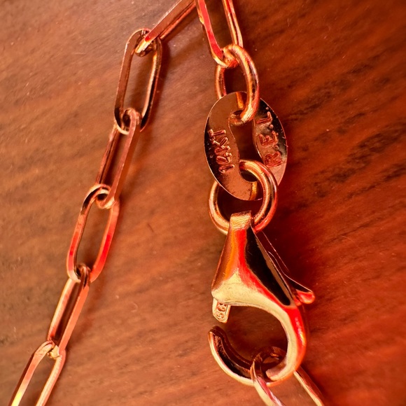 14k Rose Gold Paperclip Link Choker Necklace - Picture 4 of 7